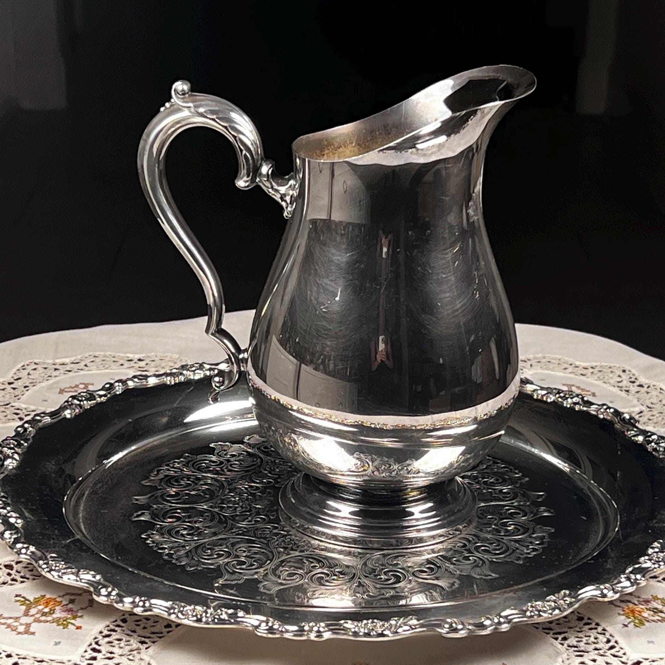 Vintage Wm Rogers Silverplate Water Pitcher 9” x 8” | Elegant Silver Plate Jug | Classic Barware Serving Pitcher | Vintage Tableware