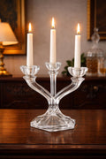 Crystal Three-Arm Candelabra | Elegant Table Centerpiece, Hollywood Regency Décor