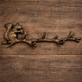 Rustic Squirrel Wall Hook Rack 13.5” Bronze Woodland Decor, Tree Branch Wall Hooks, Cabin Entryway Organizer, Lodge Home Accent