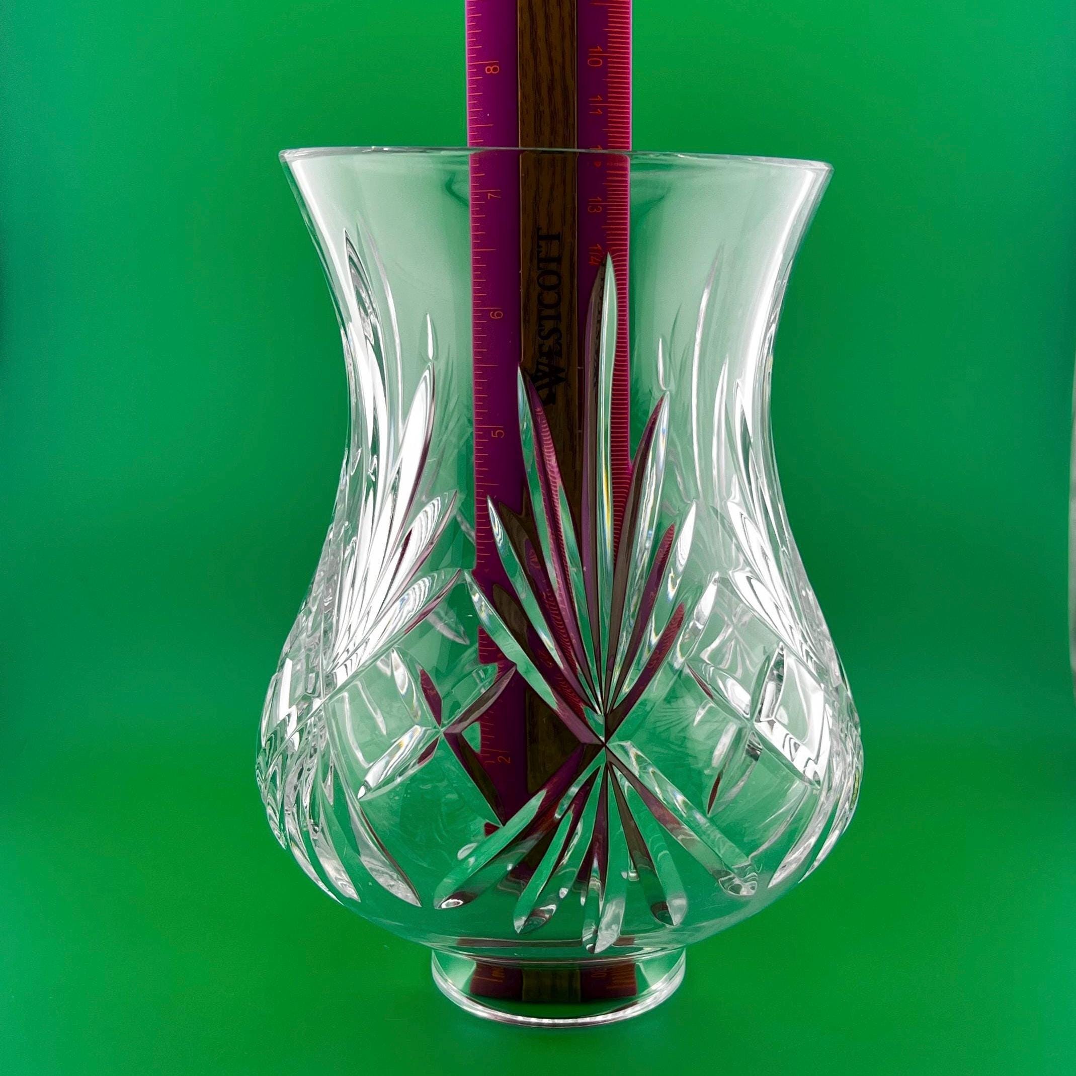 Vintage Cut Crystal Lamp Shade Starburst Fan Cut Hurricane Shade Replacement Lamp Globe 7.5 Inch