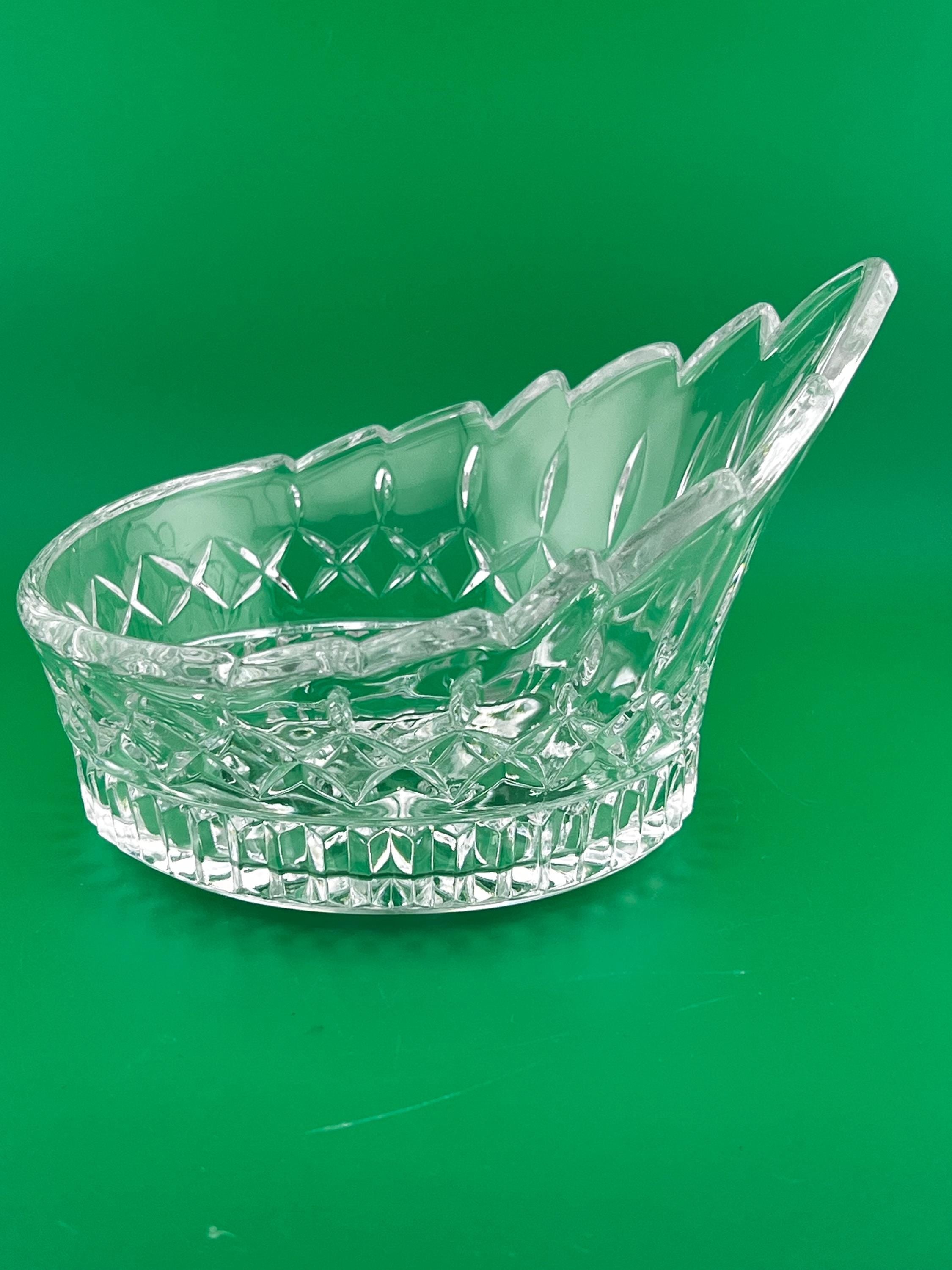 Vintage Cut Crystal Cherry Bowl | Starburst Crystal Fruit Dish | Scalloped Crown Edge Candy Bowl | Decorative Crystal Serving Bowl