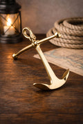 Solid Brass Anchor Decor | Nautical Maritime Paperweight, Desk Accent (6" x 6.5")
