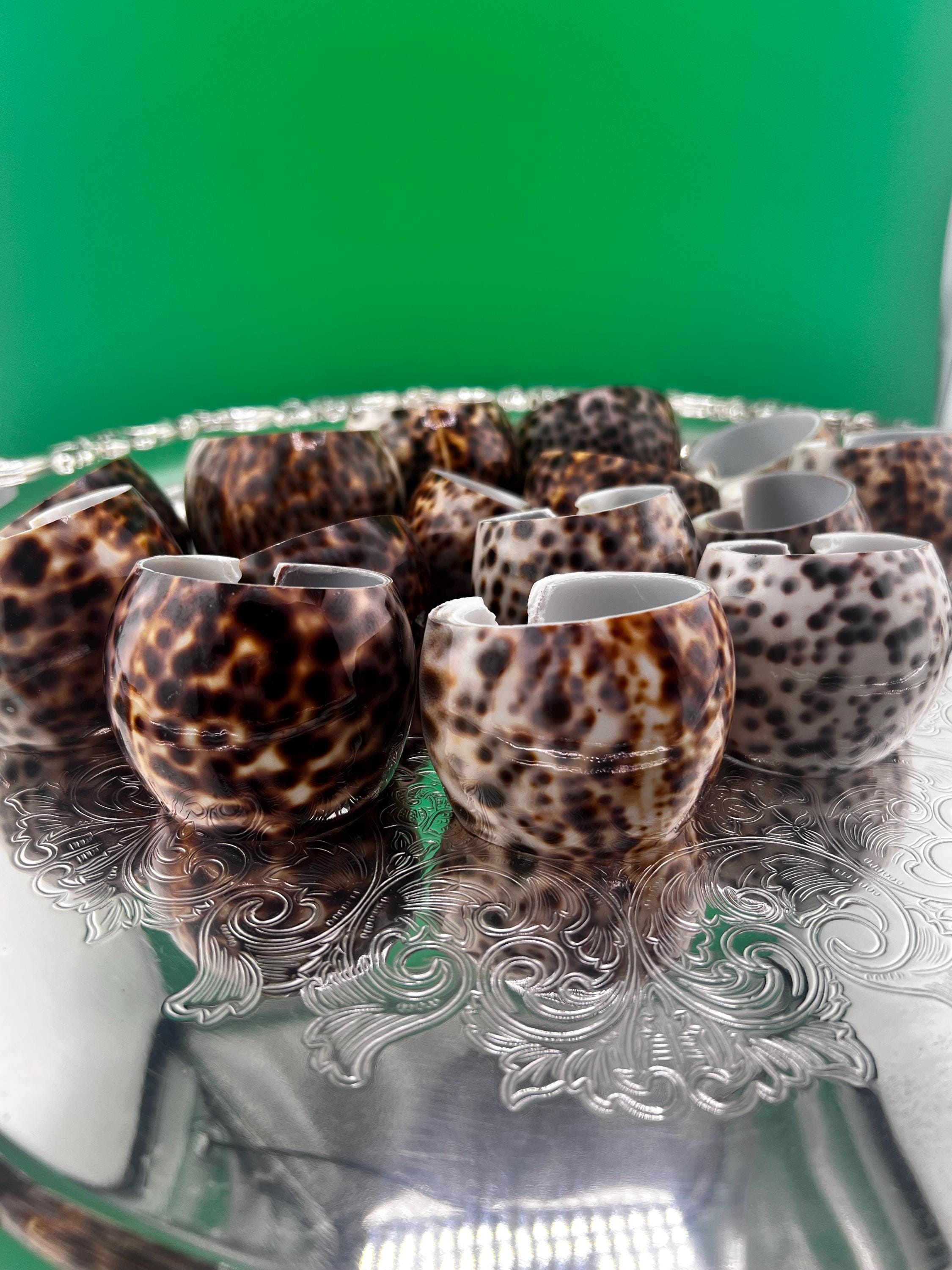 Vintage Cowrie Shell Napkin Ring – Natural Seashell Napkin Holder – Boho Coastal Beach House Dining Entertaining – Sold Individually