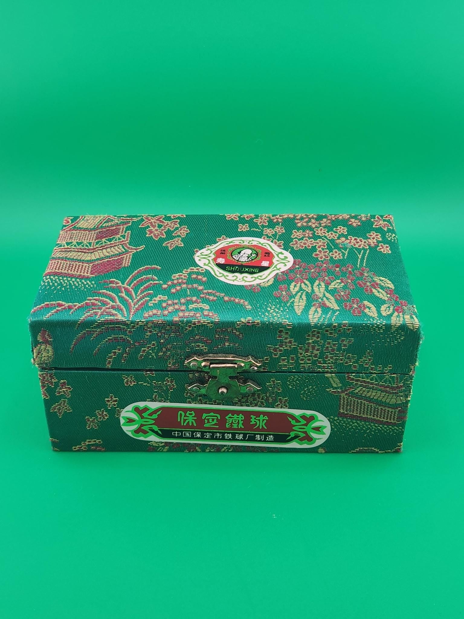 Traditional Chinese Baoding Health Spheres with Silk Brocade Presentation Box
