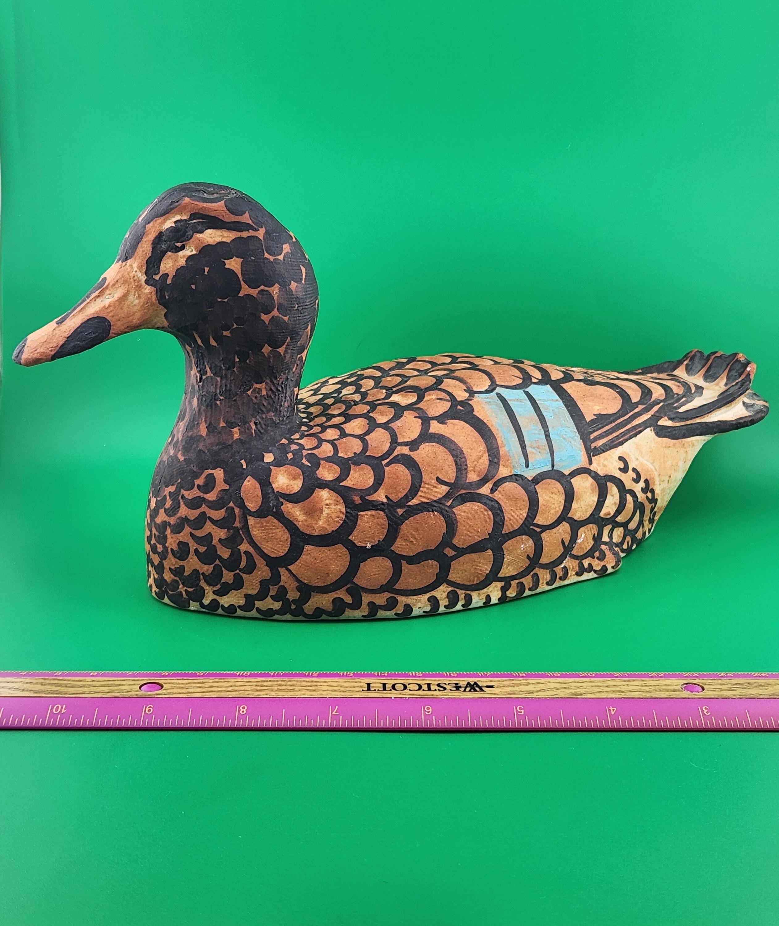 Irish Ceramic Duck Figurine | Hand-Painted Folk Art Waterfowl Sculpture