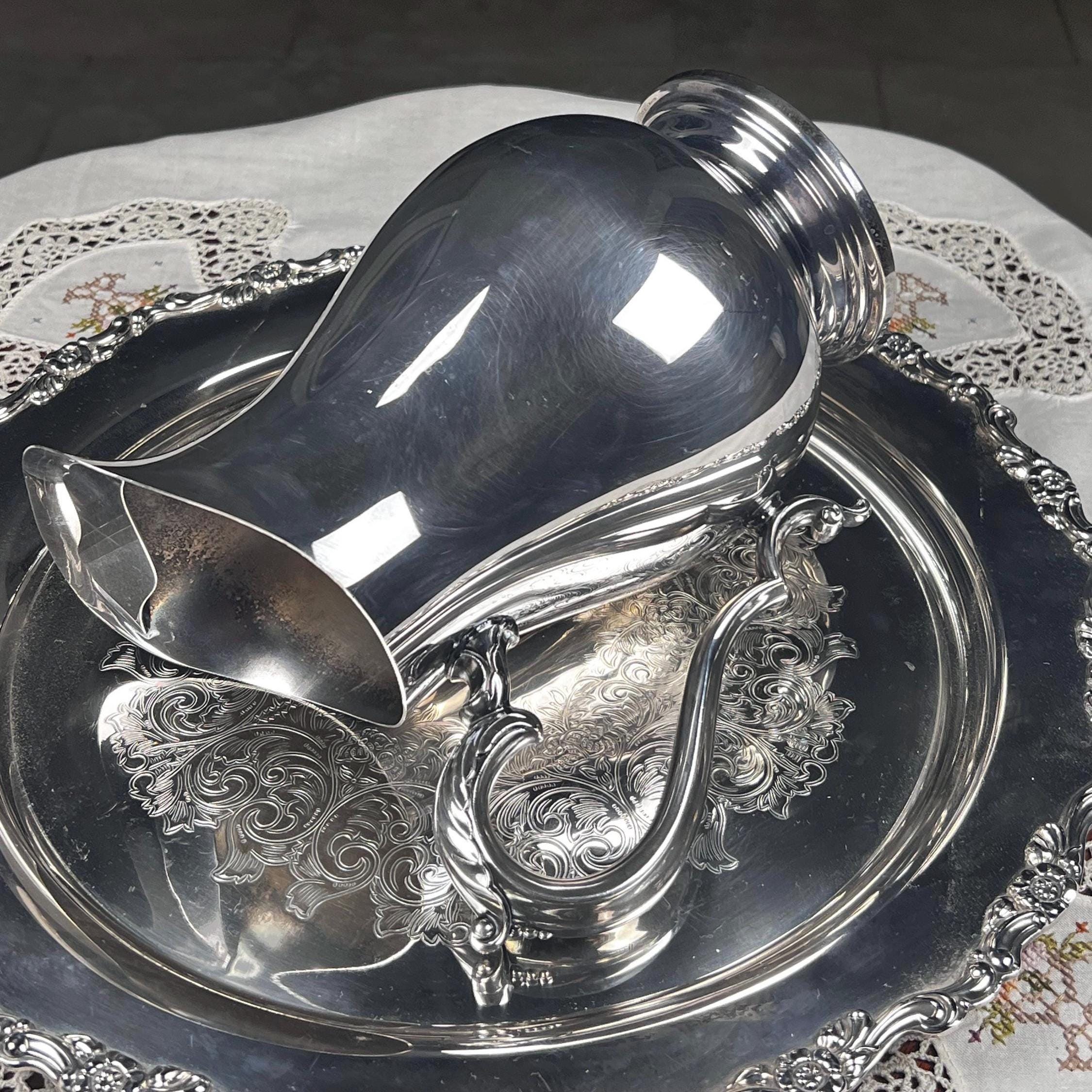 Vintage Wm Rogers Silverplate Water Pitcher 9” x 8” | Elegant Silver Plate Jug | Classic Barware Serving Pitcher | Vintage Tableware