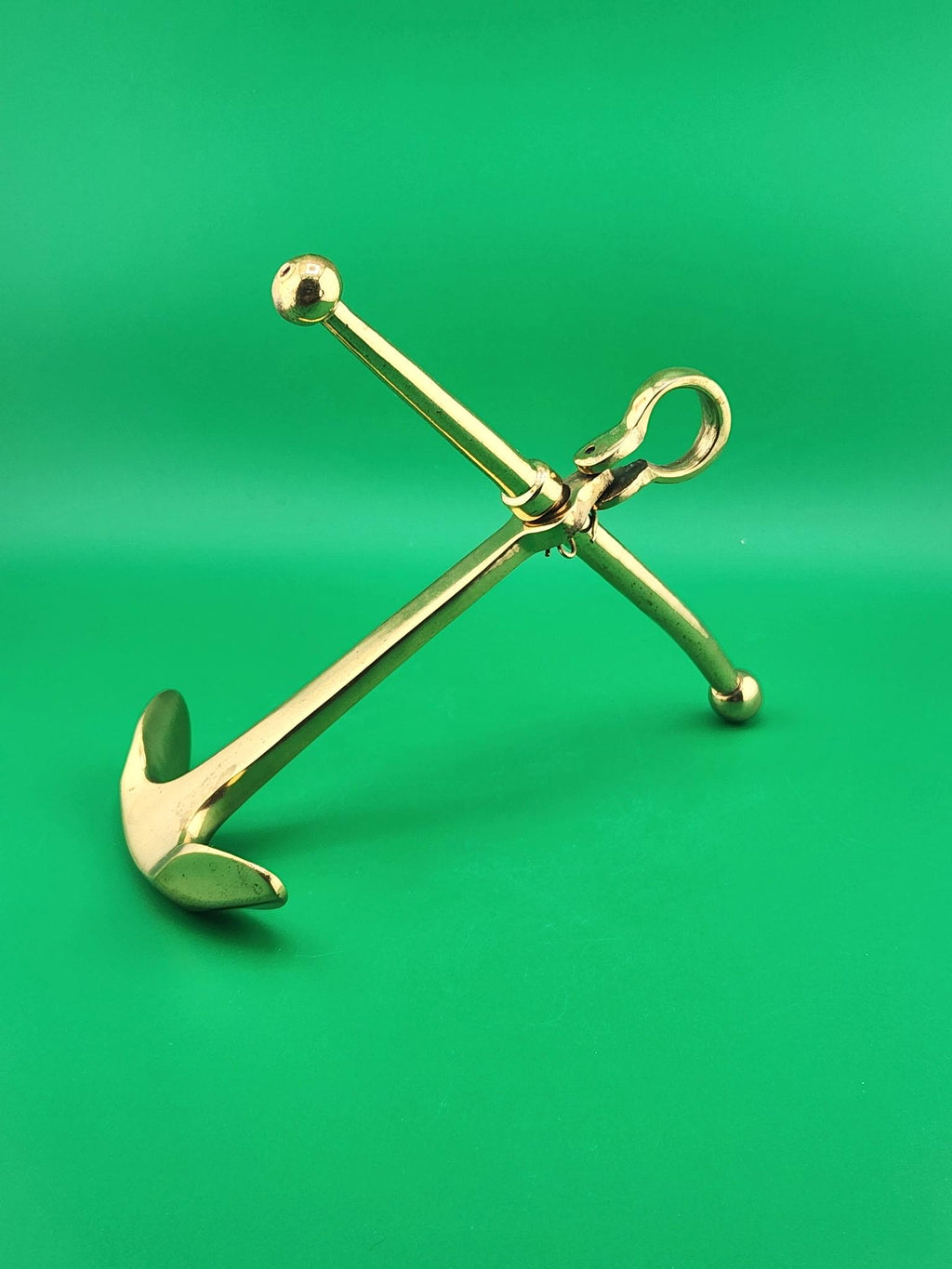 Solid Brass Anchor Decor | Nautical Maritime Paperweight, Desk Accent (6" x 6.5")