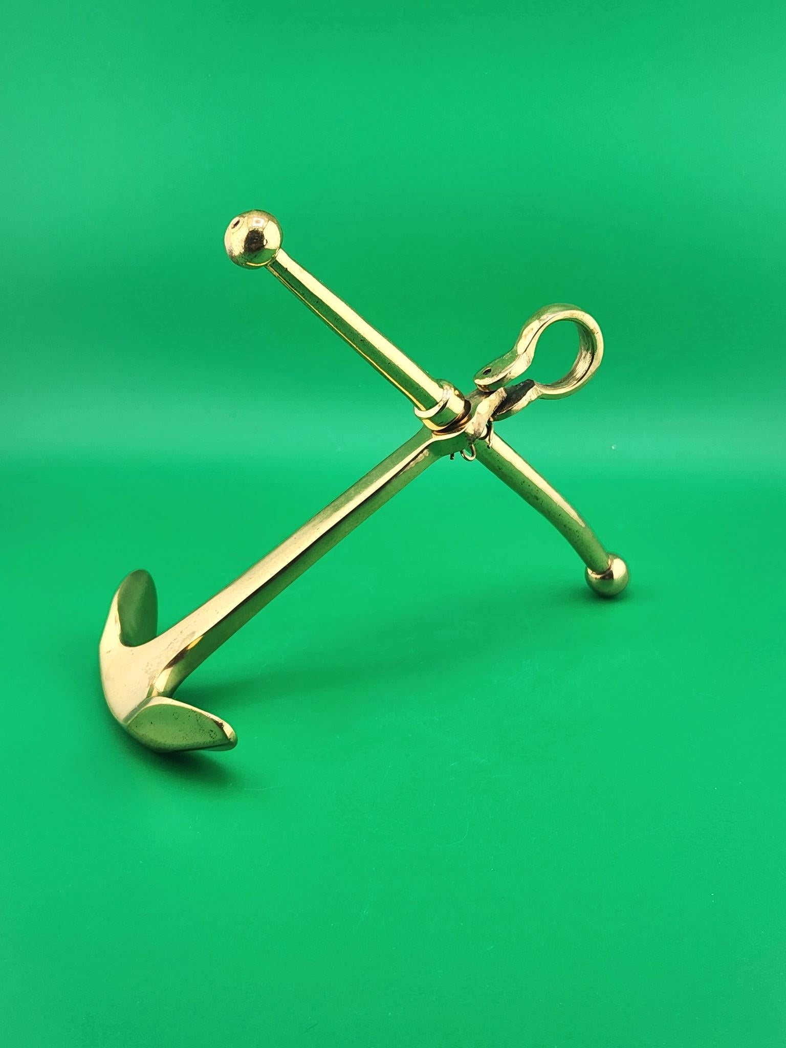 Solid Brass Anchor Decor | Nautical Maritime Paperweight, Desk Accent (6" x 6.5")