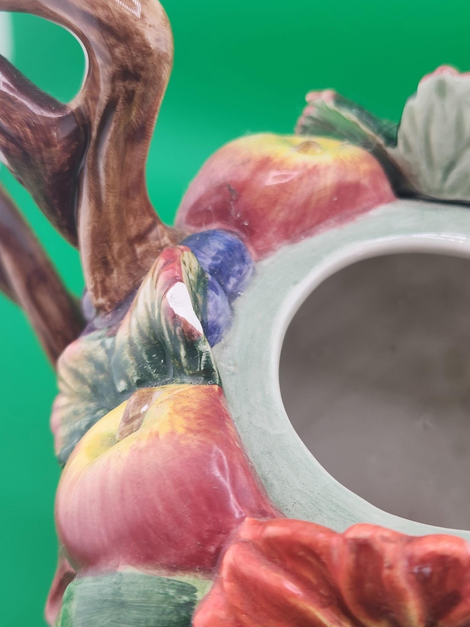 Fitz and Floyd Cornucopia Teapot – Vintage Harvest Fruit Ceramic Bird Lid