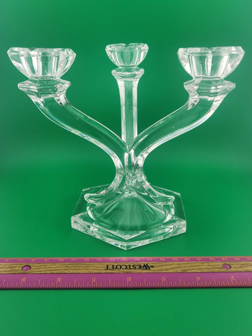 Crystal Three-Arm Candelabra | Elegant Table Centerpiece, Hollywood Regency Décor