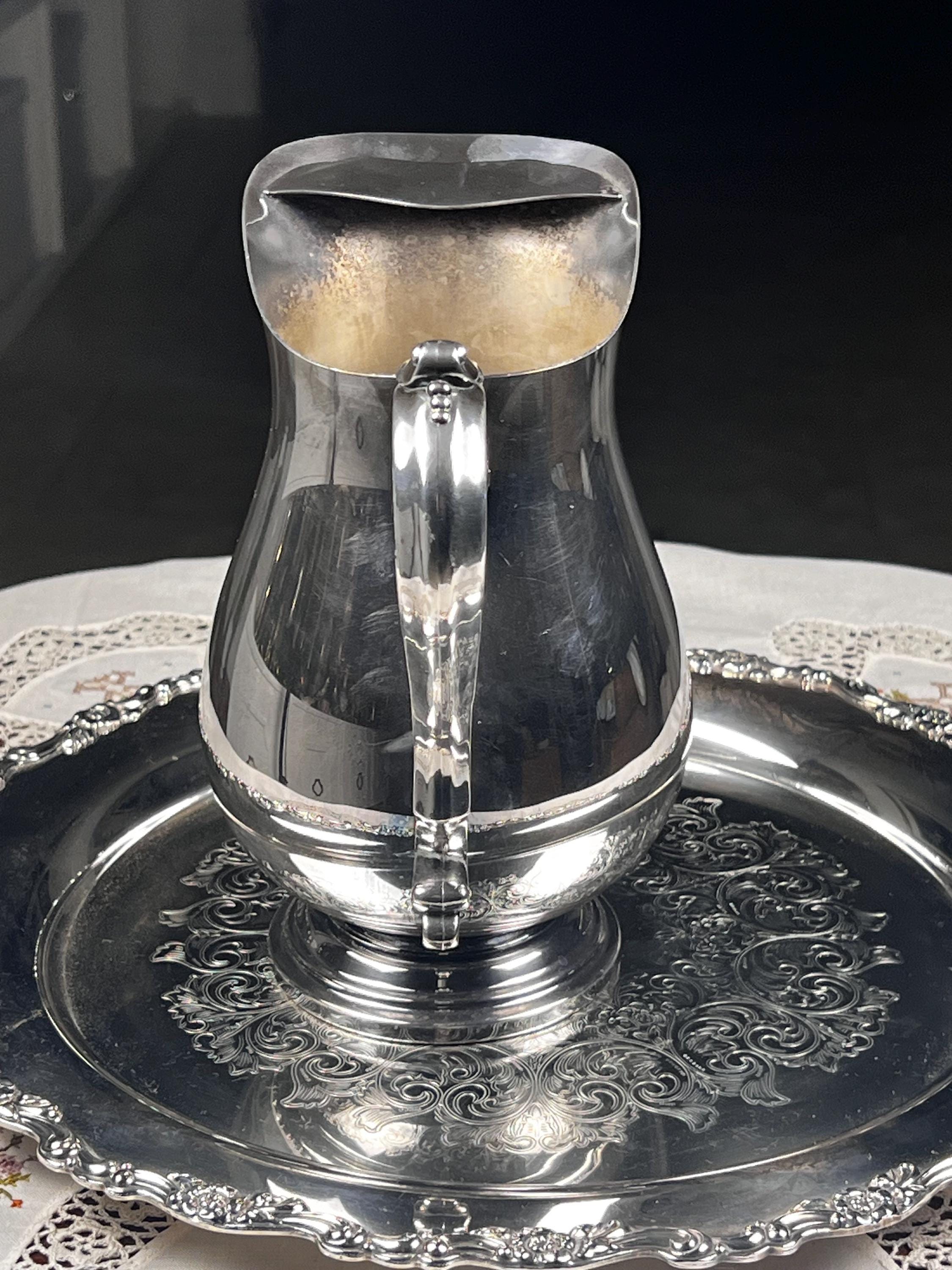 Vintage Wm Rogers Silverplate Water Pitcher 9” x 8” | Elegant Silver Plate Jug | Classic Barware Serving Pitcher | Vintage Tableware