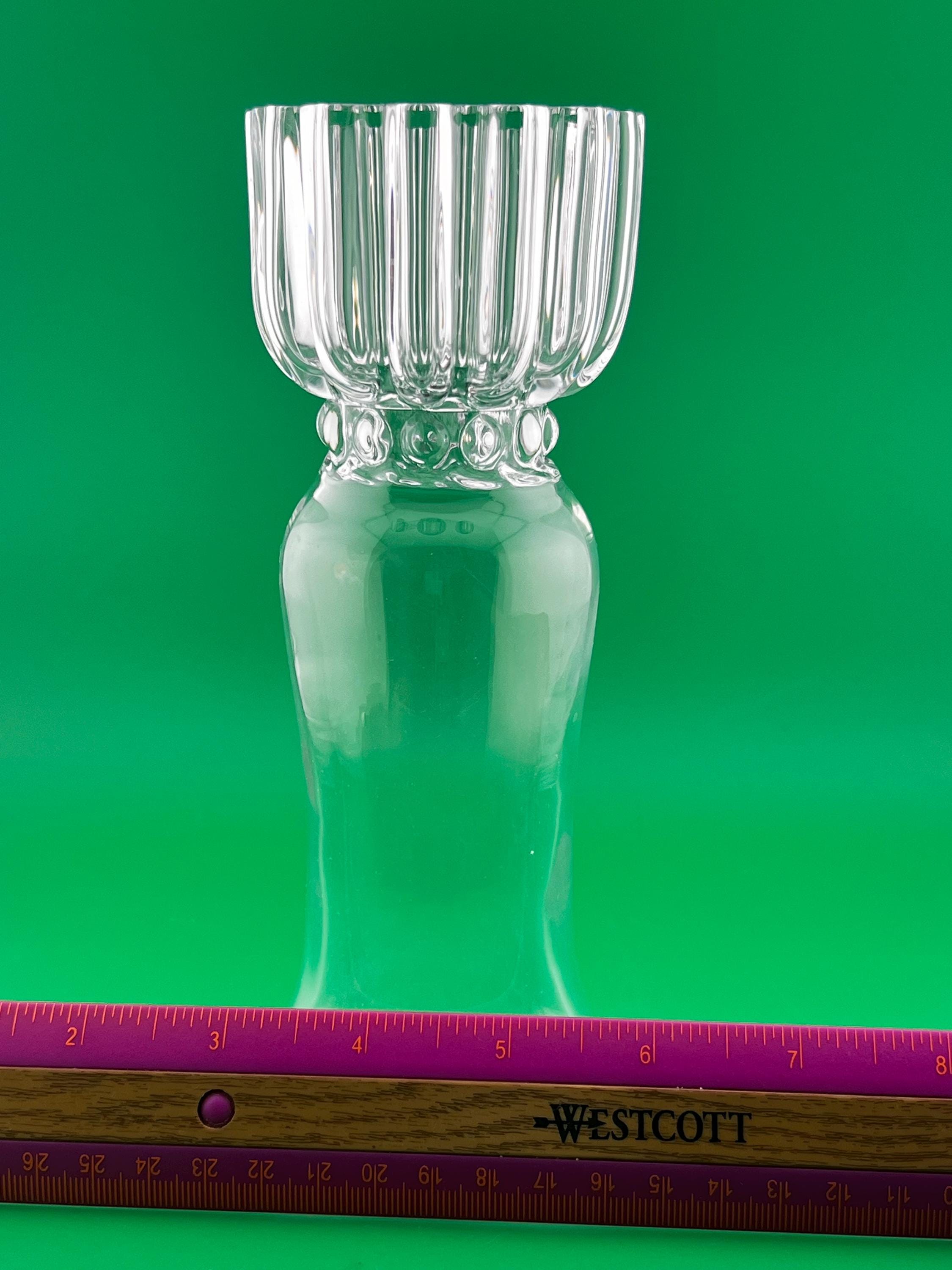 Vintage Clear Glass Pedestal Vase or Candle Holder Fluted Ribbed Glass Bud Vase 7.5”