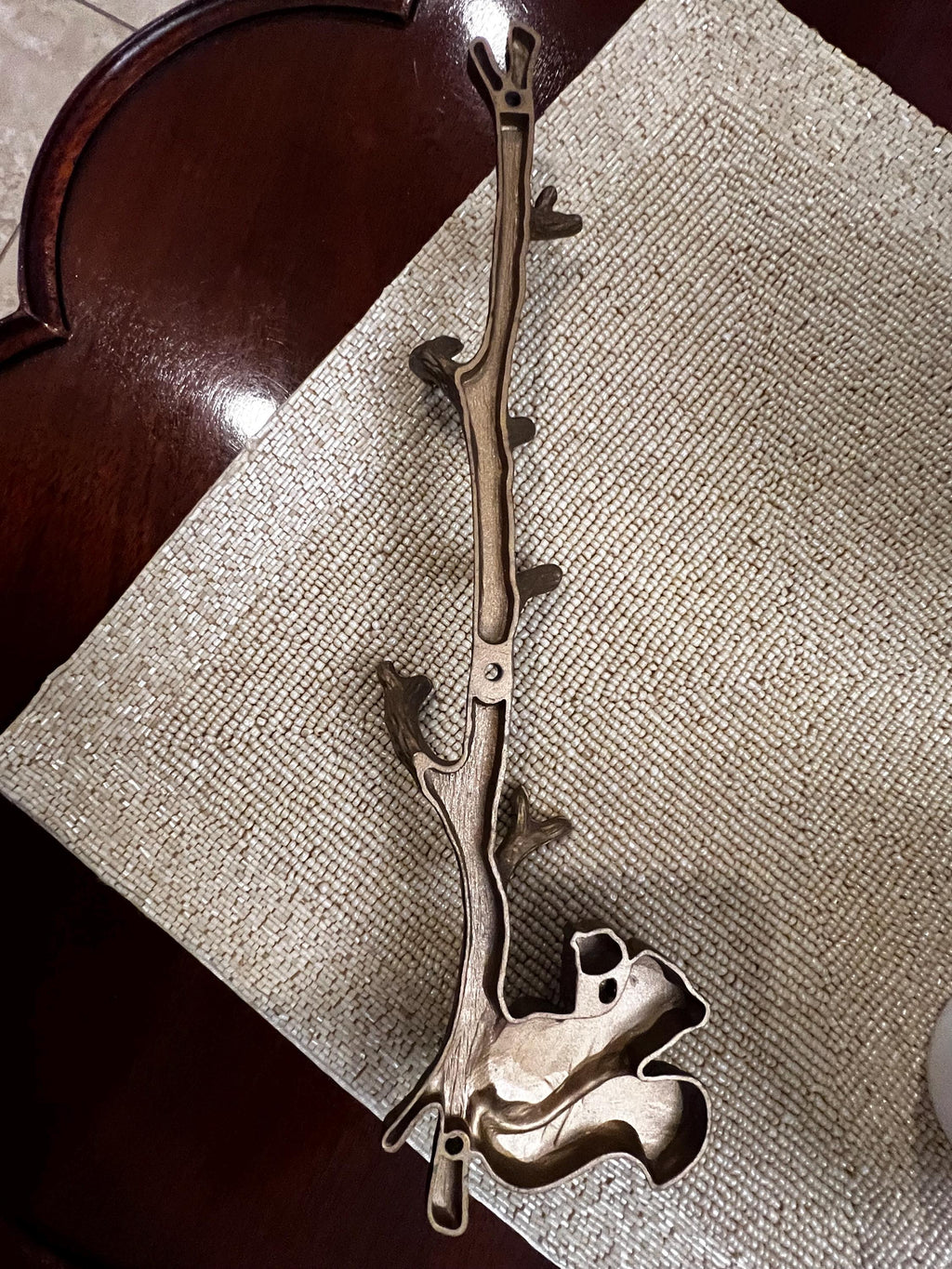 Rustic Squirrel Wall Hook Rack 13.5” Bronze Woodland Decor, Tree Branch Wall Hooks, Cabin Entryway Organizer, Lodge Home Accent