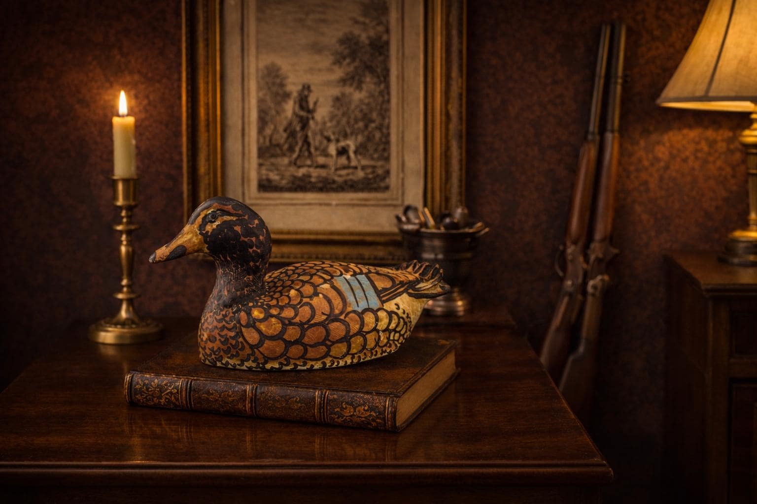 Irish Ceramic Duck Figurine | Hand-Painted Folk Art Waterfowl Sculpture