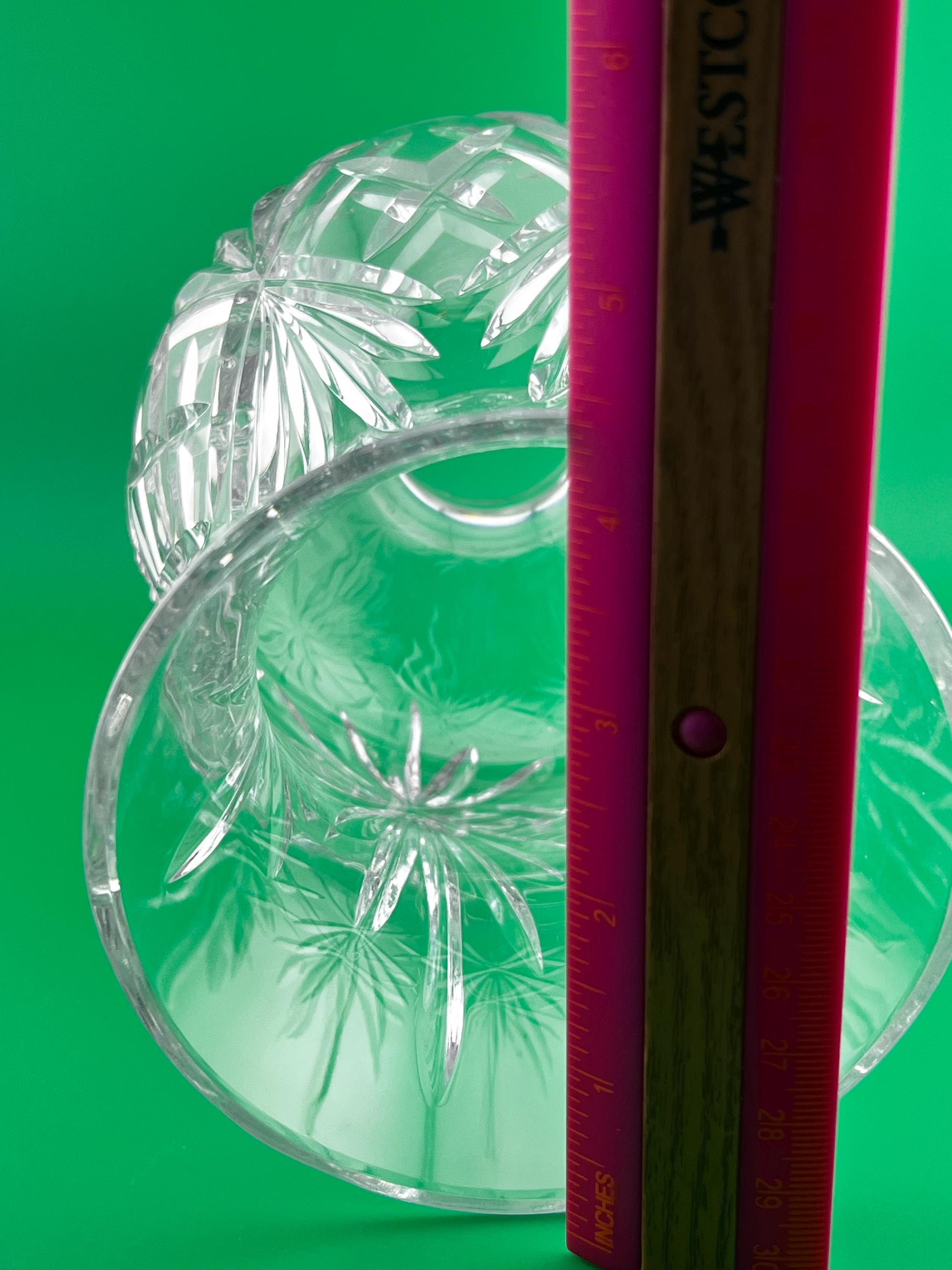 Vintage Cut Crystal Lamp Shade Starburst Fan Cut Hurricane Shade Replacement Lamp Globe 7.5 Inch