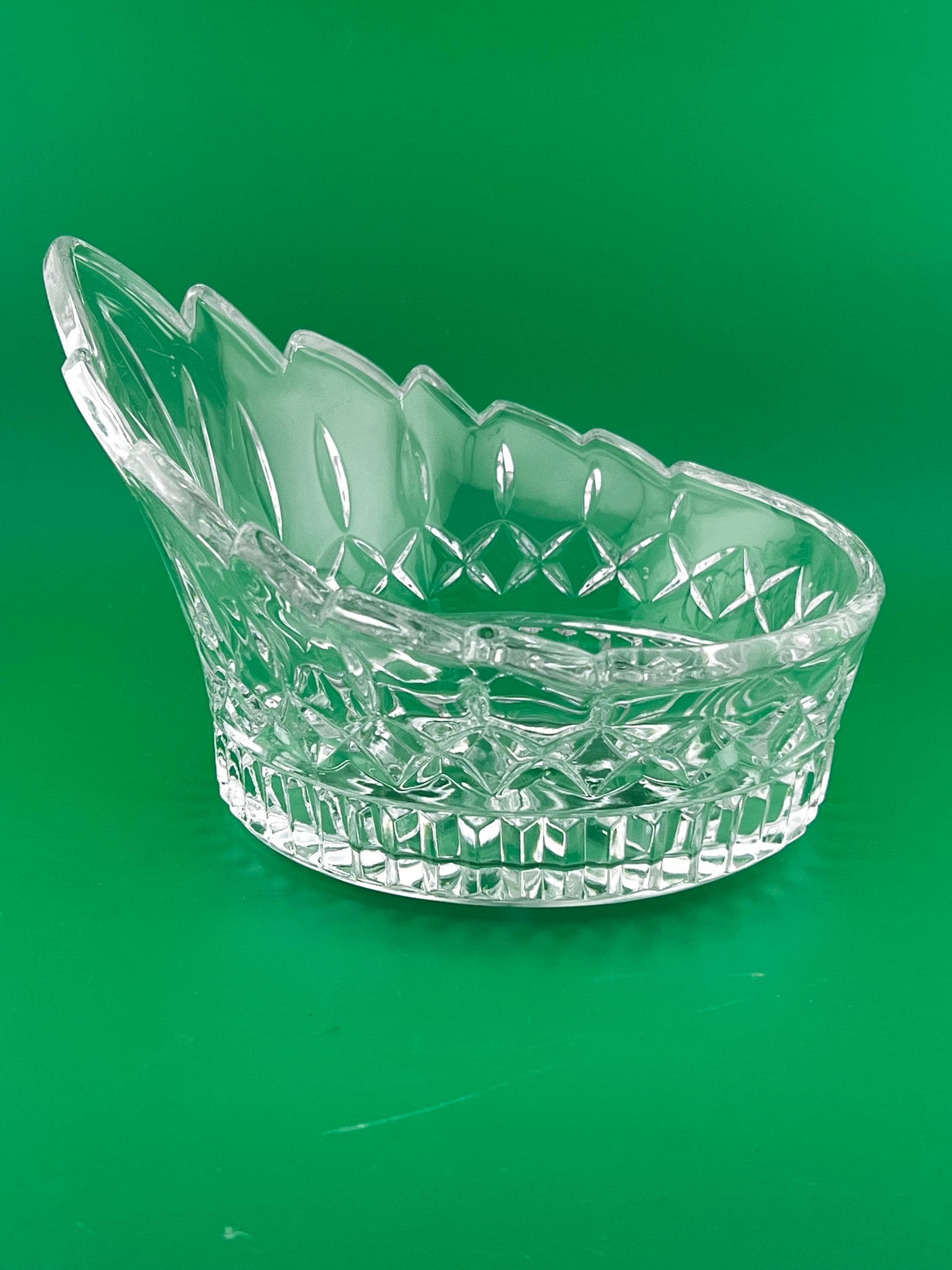 Vintage Cut Crystal Cherry Bowl | Starburst Crystal Fruit Dish | Scalloped Crown Edge Candy Bowl | Decorative Crystal Serving Bowl