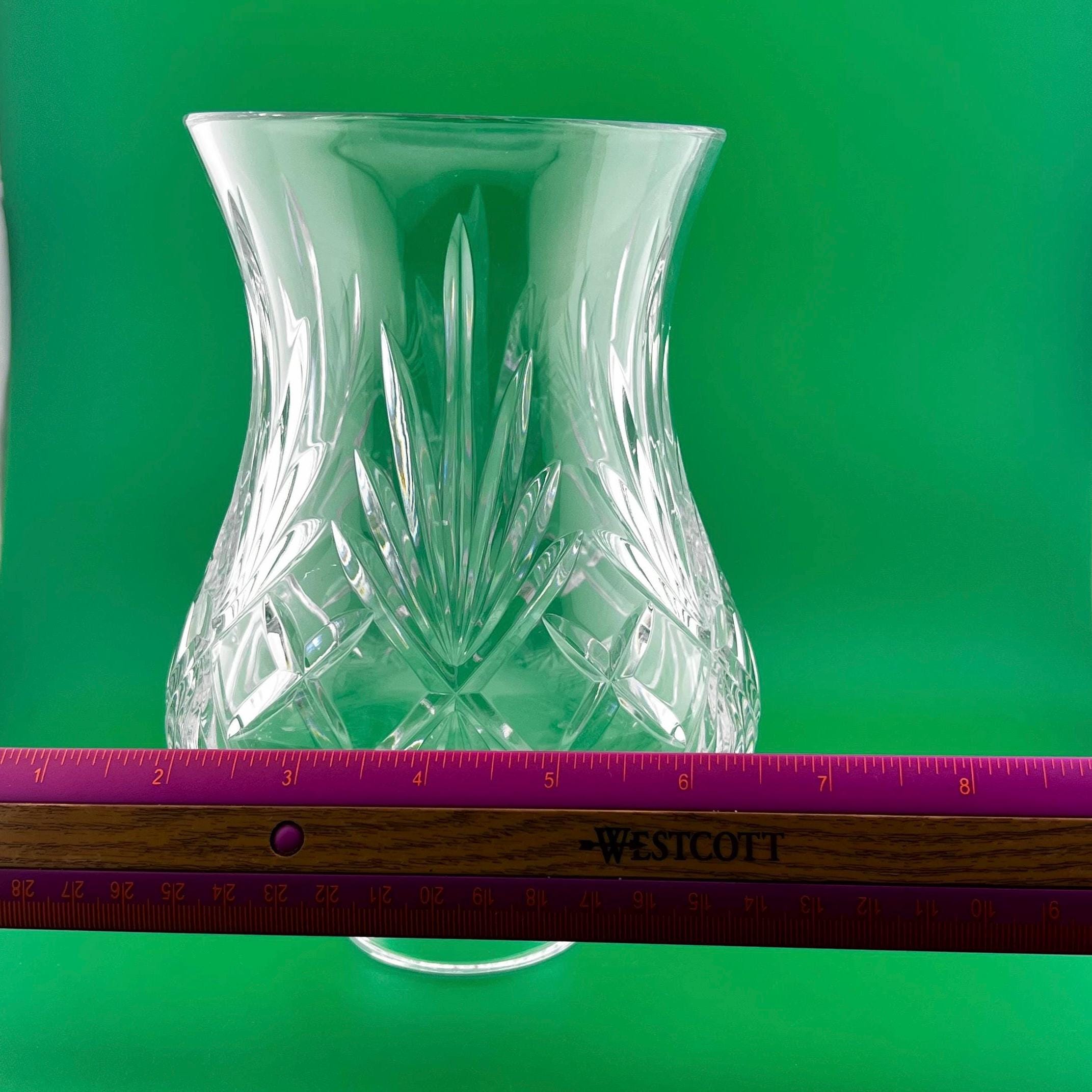 Vintage Cut Crystal Lamp Shade Starburst Fan Cut Hurricane Shade Replacement Lamp Globe 7.5 Inch