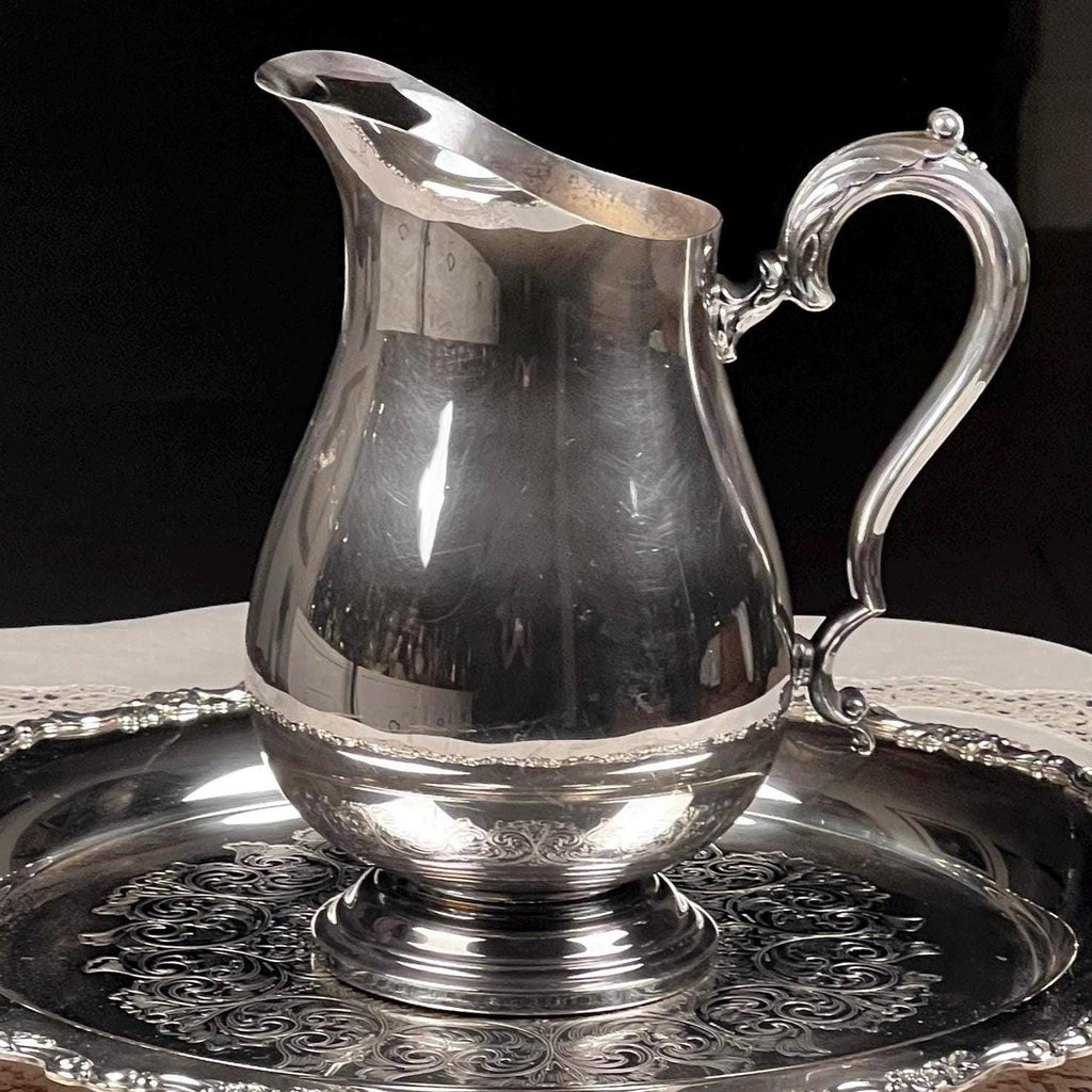 Vintage Wm Rogers Silverplate Water Pitcher 9” x 8” | Elegant Silver Plate Jug | Classic Barware Serving Pitcher | Vintage Tableware