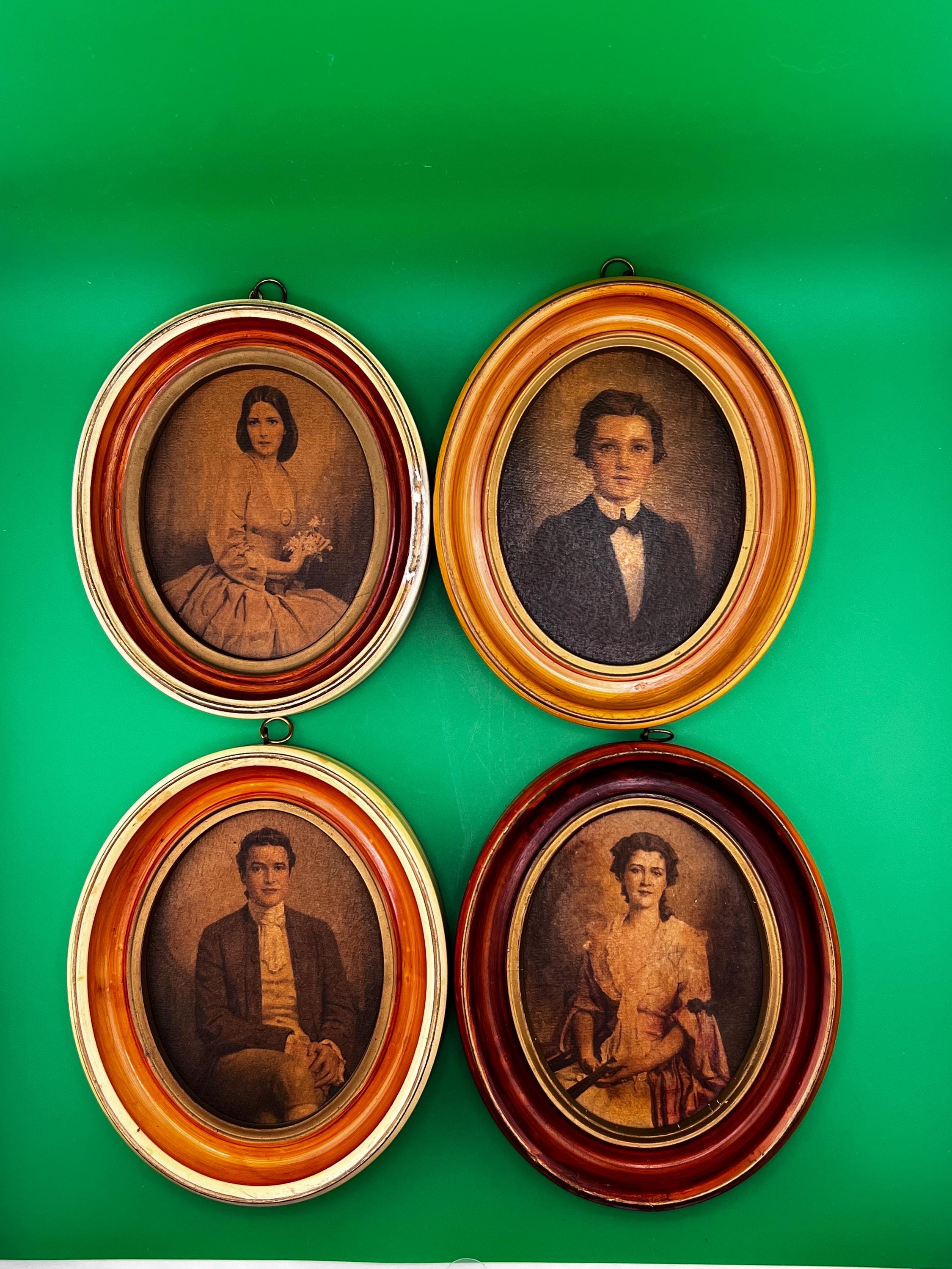Antique C Bosseron Chambers Portrait Print Set of 4 Edward Gross Co New York Oval Framed Wall Art Virginia Belle Paul Young Squire