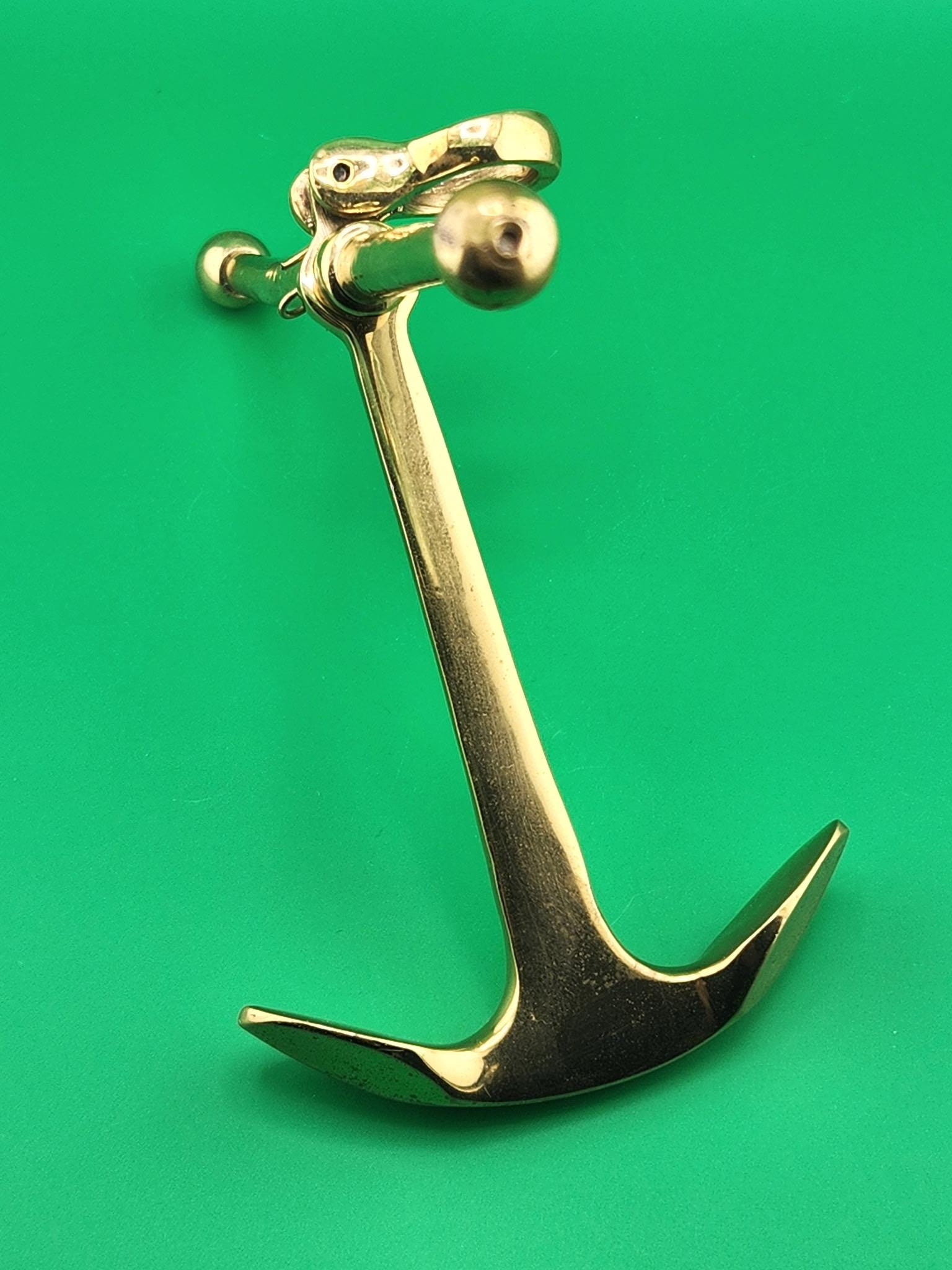Solid Brass Anchor Decor | Nautical Maritime Paperweight, Desk Accent (6" x 6.5")