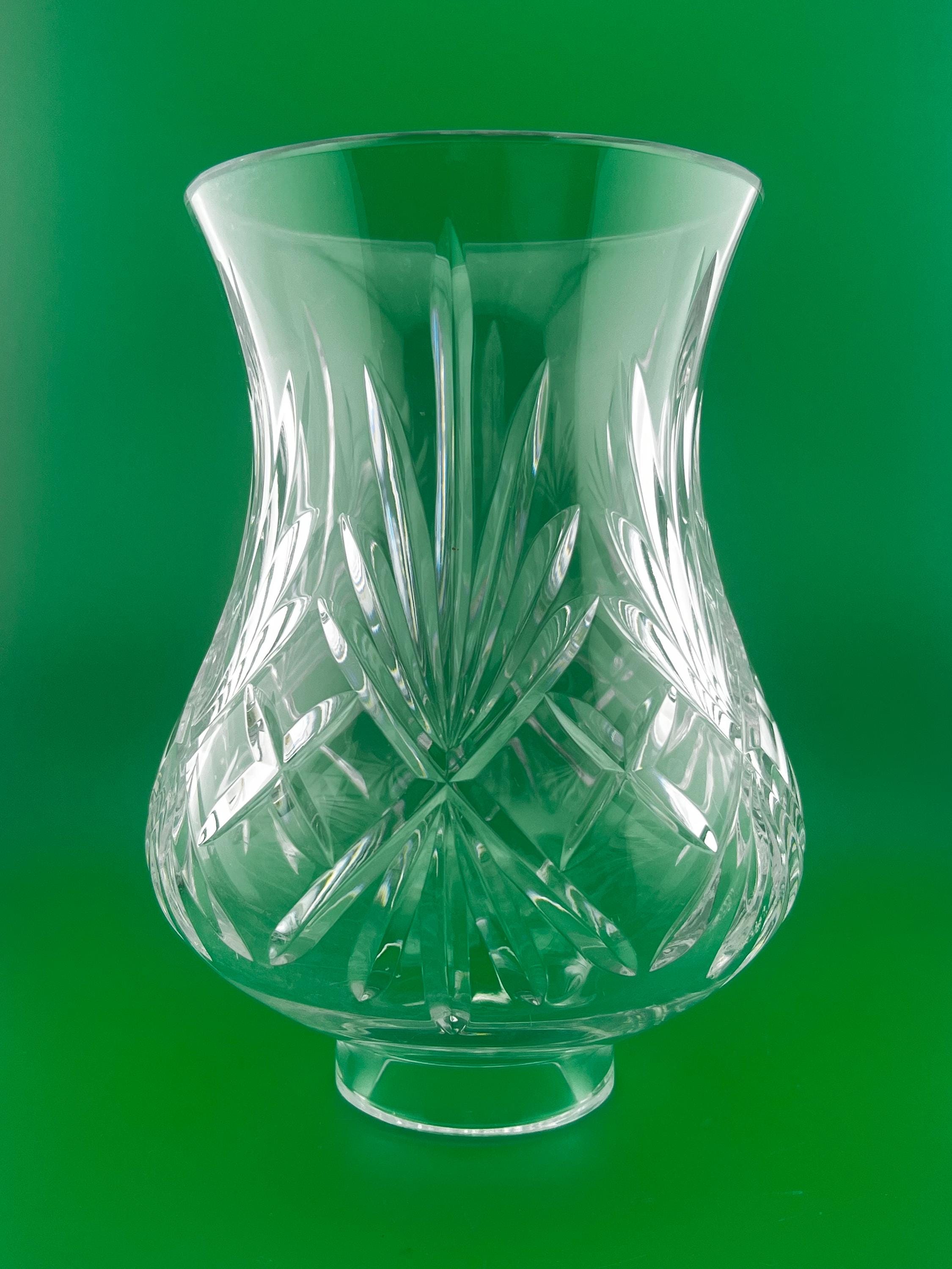 Vintage Cut Crystal Lamp Shade Starburst Fan Cut Hurricane Shade Replacement Lamp Globe 7.5 Inch