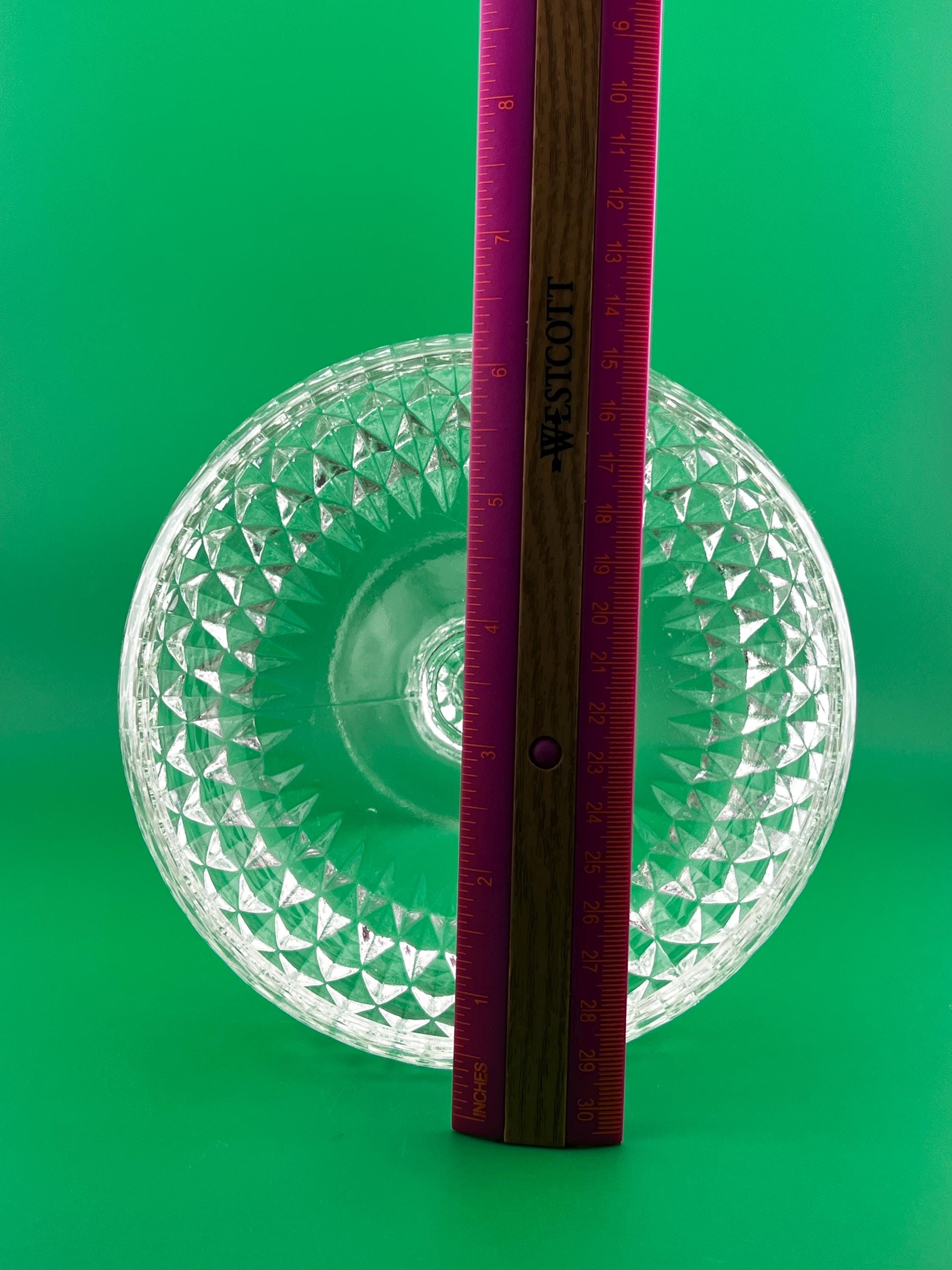 Vintage Pressed Glass Pedestal Compote Bowl Diamond Point Glass Candy Dish 7”