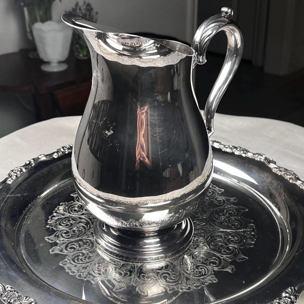 Vintage Wm Rogers Silverplate Water Pitcher 9” x 8” | Elegant Silver Plate Jug | Classic Barware Serving Pitcher | Vintage Tableware