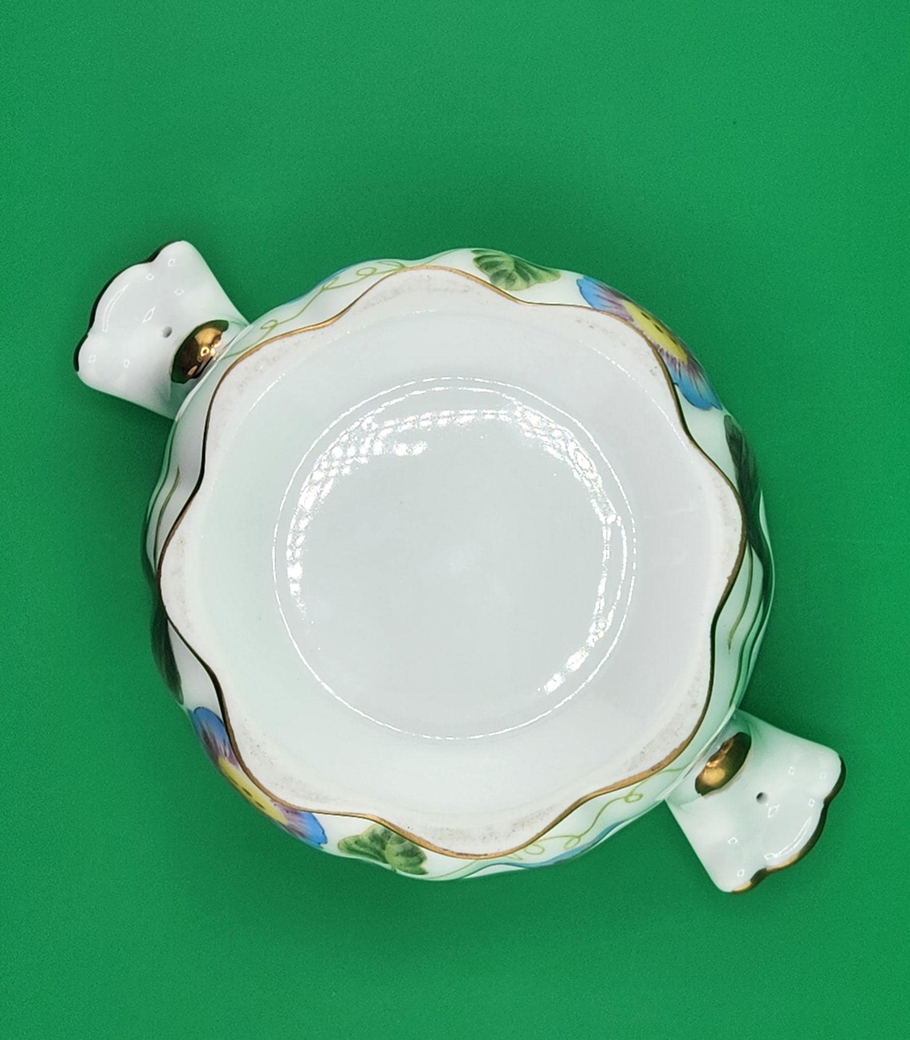 Vintage Hand-Painted Porcelain Cachepot Planters – Morning Glory Floral Motif, Gold Handles