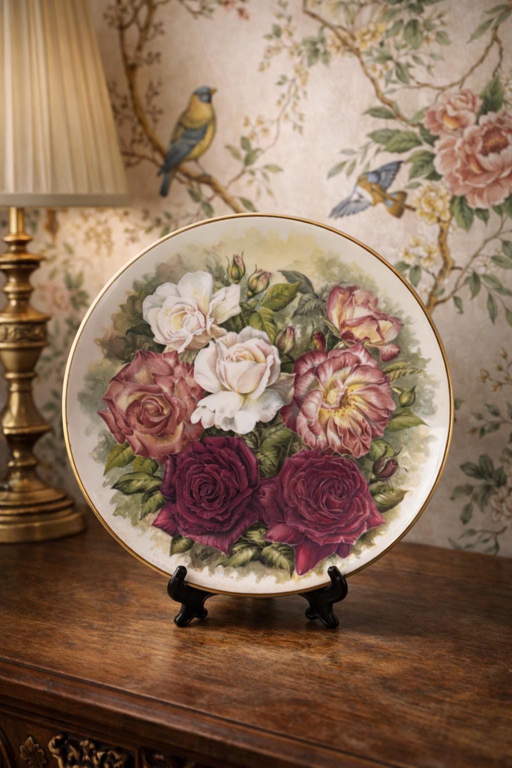Vintage Rose Bouquet Decorative Plate Mountbatten Queen Elizabeth Elizabeth of Glamis Connoisseur Fine Bone China England Floral Plate