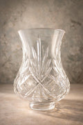 Vintage Cut Crystal Lamp Shade Starburst Fan Cut Hurricane Shade Replacement Lamp Globe 7.5 Inch