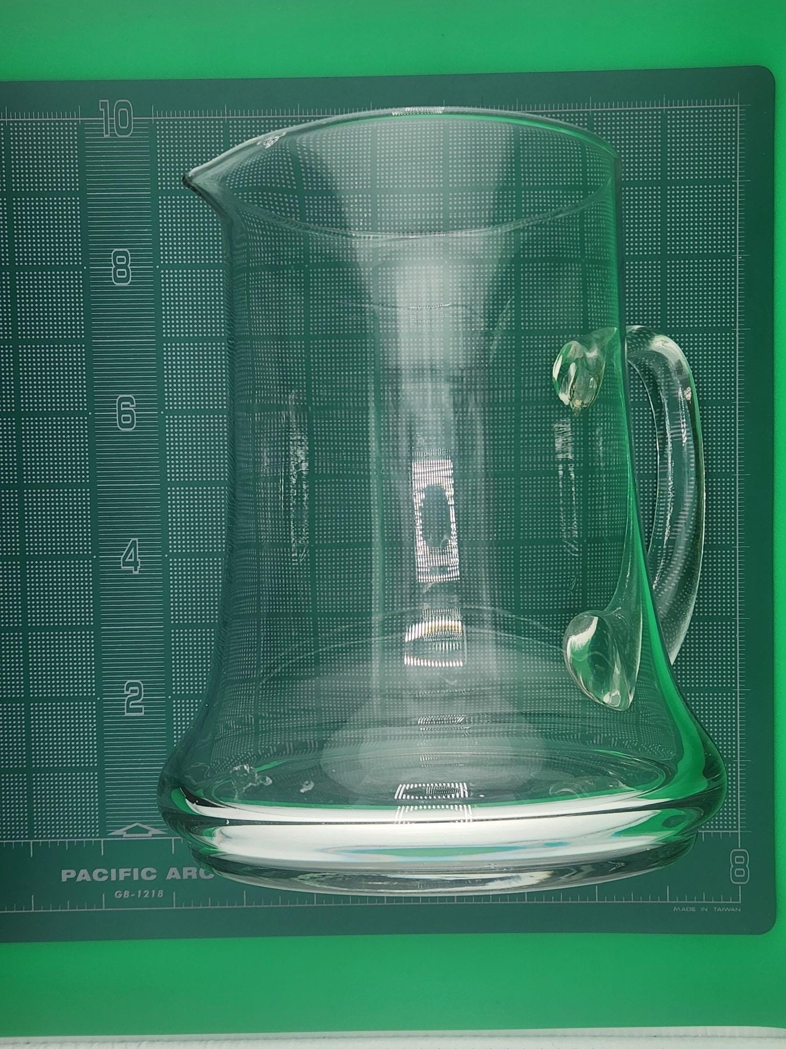 Vintage Mid Century Modern Glass Carafe with Teak Base Baker Hart and Stuart Barware